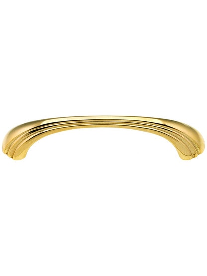 Large Art Deco Pull - 4 inch Center to Center in Unlacquered Brass.
